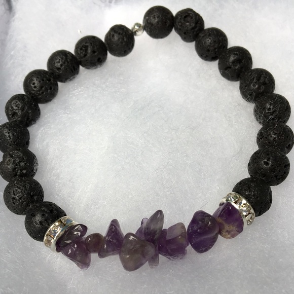 PeaceFrog Jewelry - Purple Amethyst Black Lava Rock Diffuser Bracelet